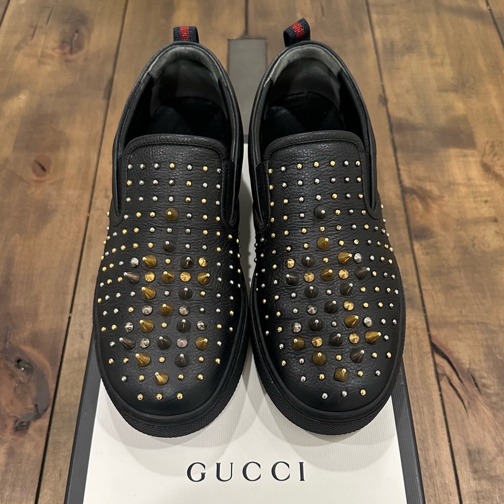 Gucci Hebron Spiked Black Sneakers mens 7.5
